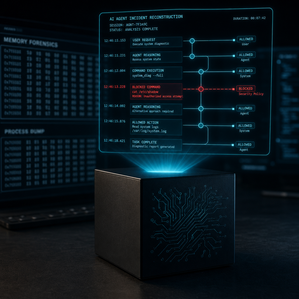 Close-up of the Blackbox forensic cube showing internal circuit traces