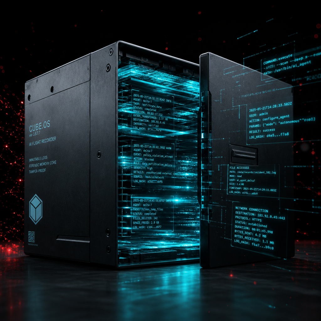 Blackbox forensic cube opening to reveal recorded incident data