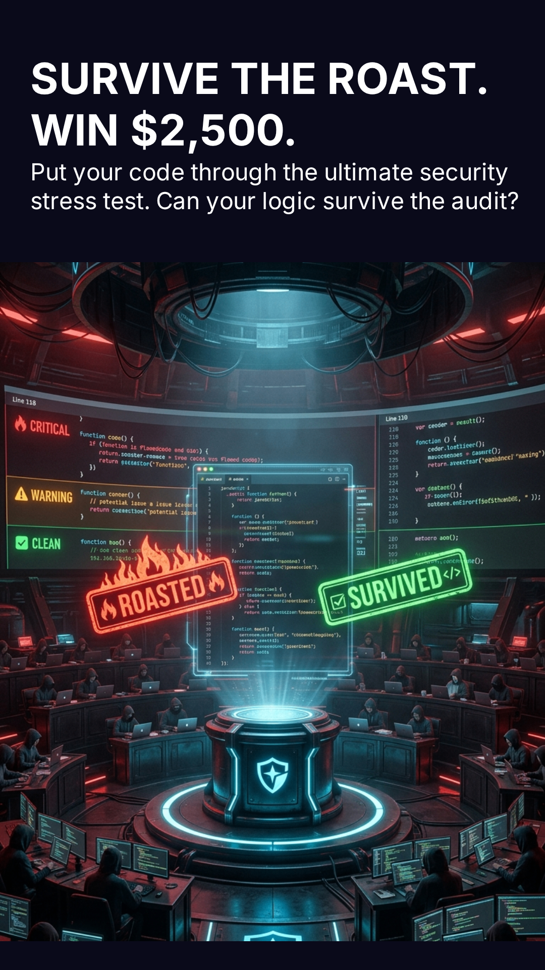 SURVIVE THE ROAST. WIN $2,500. — put your code through the ultimate security stress test, Thuban Roast My Code campaign header