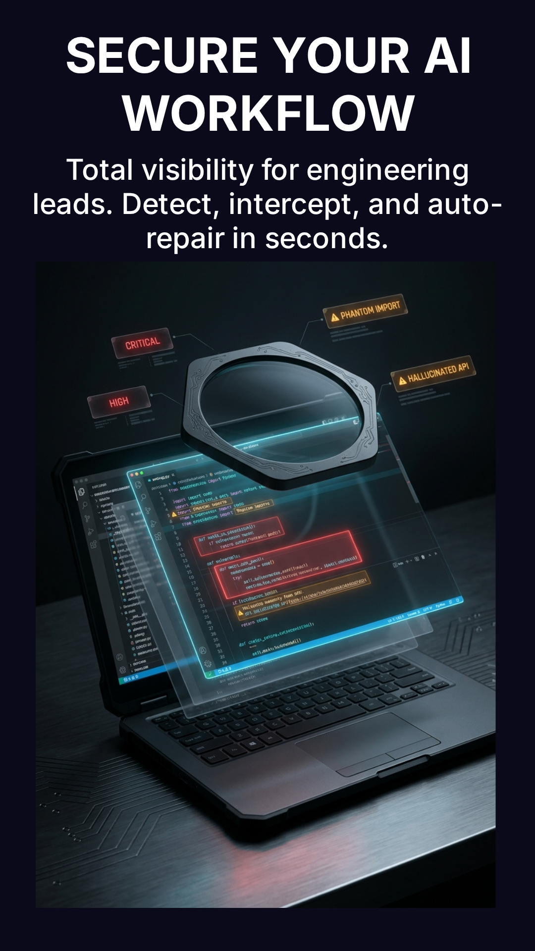 Secure your AI workflow — total visibility for engineering leads, detect, intercept, and auto-repair in seconds