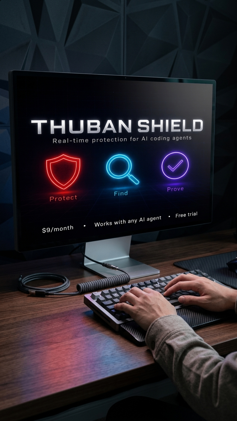 Thuban Shield monitoring dashboard on a desk monitor